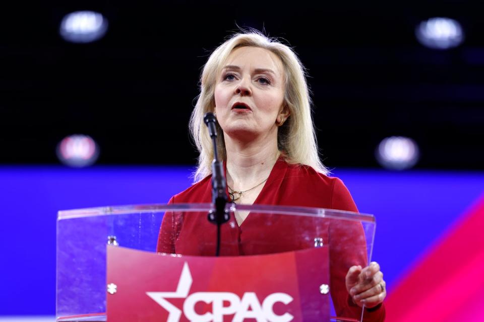 Liz Truss speaking at the Conservative Political Action Conference (CPAC) in February (Getty Images)