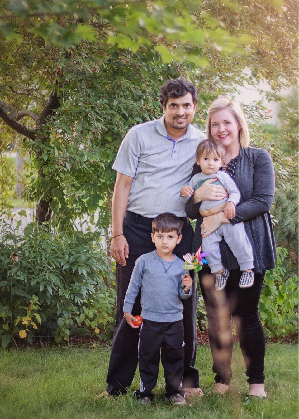 Shari Mukherjee and her husband, Piyush, with their two children. (Photo: Courtesy of Shari Mukherjee)