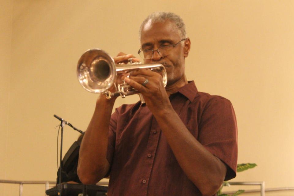 Gainesville trumpeter Lanard Perry performs during Gospel Night at the Museum.