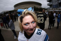 <p>A Carolina Panthers fan is seen prior to the NFC Wild Card playoff game between the New Orleans Saints and the Carolina Panthers at the Mercedes-Benz Superdome on January 7, 2018 in New Orleans, Louisiana. (Photo by Jonathan Bachman/Getty Images) </p>