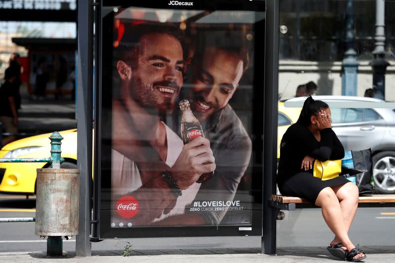 FILE PHOTO: A billboard, part of a campaign by Coca-Cola promoting gay acceptance, which has prompted a political backlash is seen in Budapest