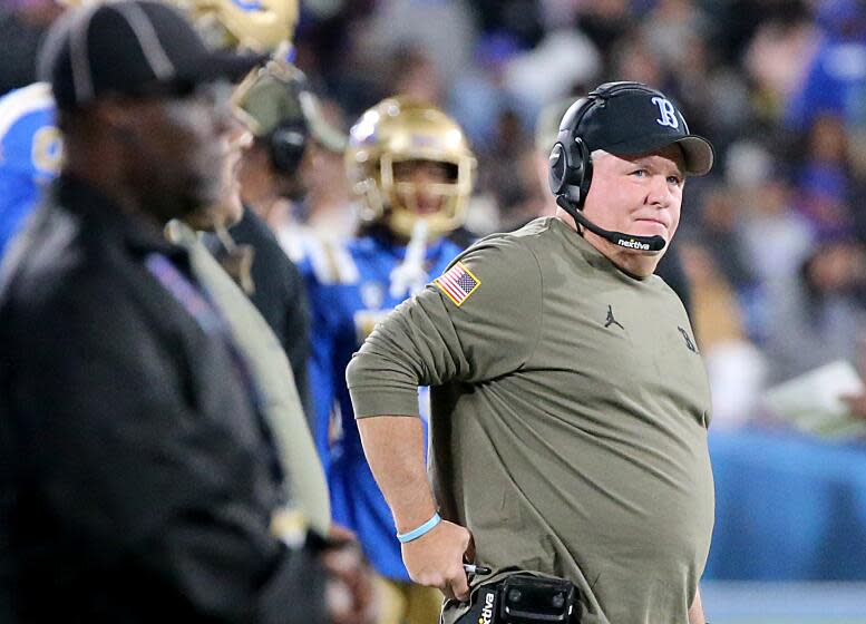 Pasadena, CA - UCLA head coach Chip Kelly on the sidelines during a Pac-12 Conference.