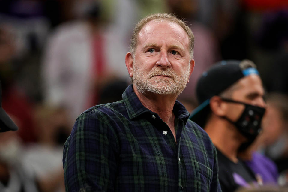 Phoenix Suns and Mercury owner Robert Sarver attends the WNBA Finals on Oct. 13, 2021, in Phoenix. (Christian Petersen / Getty Images file)