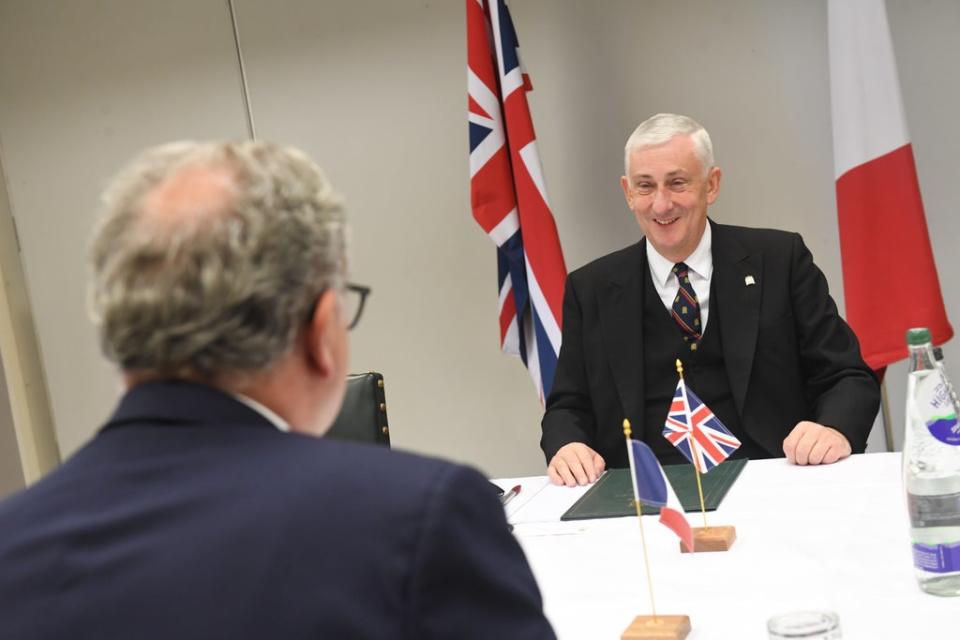 Sir Lindsay Hoyle holding a bilateral meeting at Astley Hall (UK Parliament/Jessica Taylor) (PA Media)