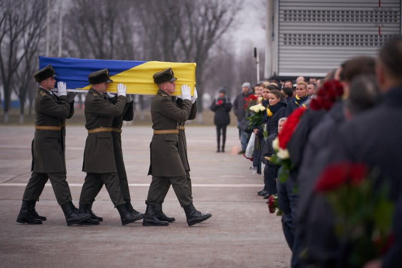 Memorial ceremony for the Ukrainian victims of Iran plane crash at the Boryspil International Airport, outside Kiev