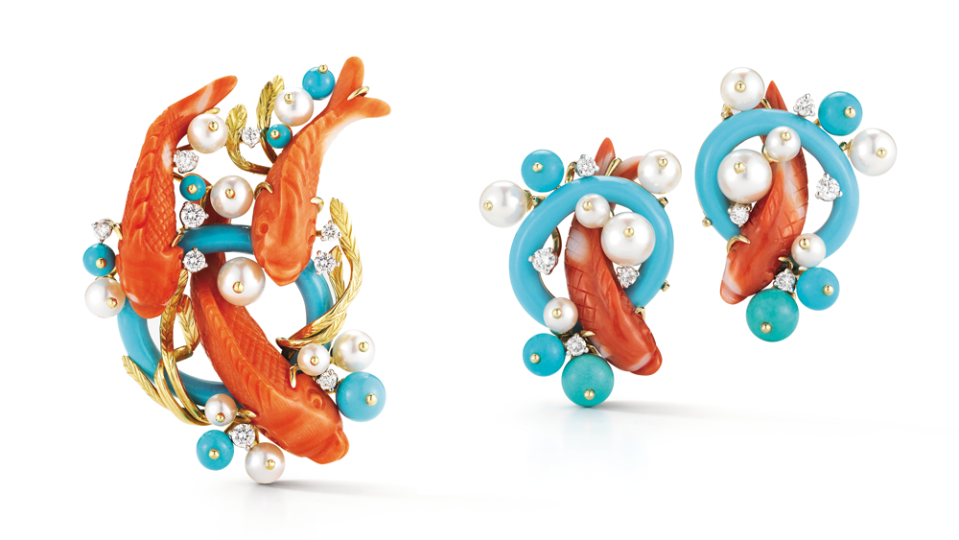 Seaman Schepps Koi Fish Brooch and Earrings