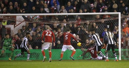 Britain Football Soccer - Nottingham Forest v Newcastle United - Sky Bet Championship - The City Ground - 2/12/16 Newcastle's Jamaal Lascelles scores an own goal for Nottingham Forest second goal Mandatory Credit: Action Images / Paul Childs Livepic