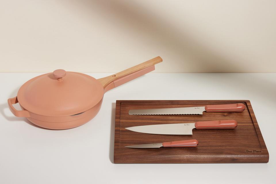 Our Place knife set and cutting board