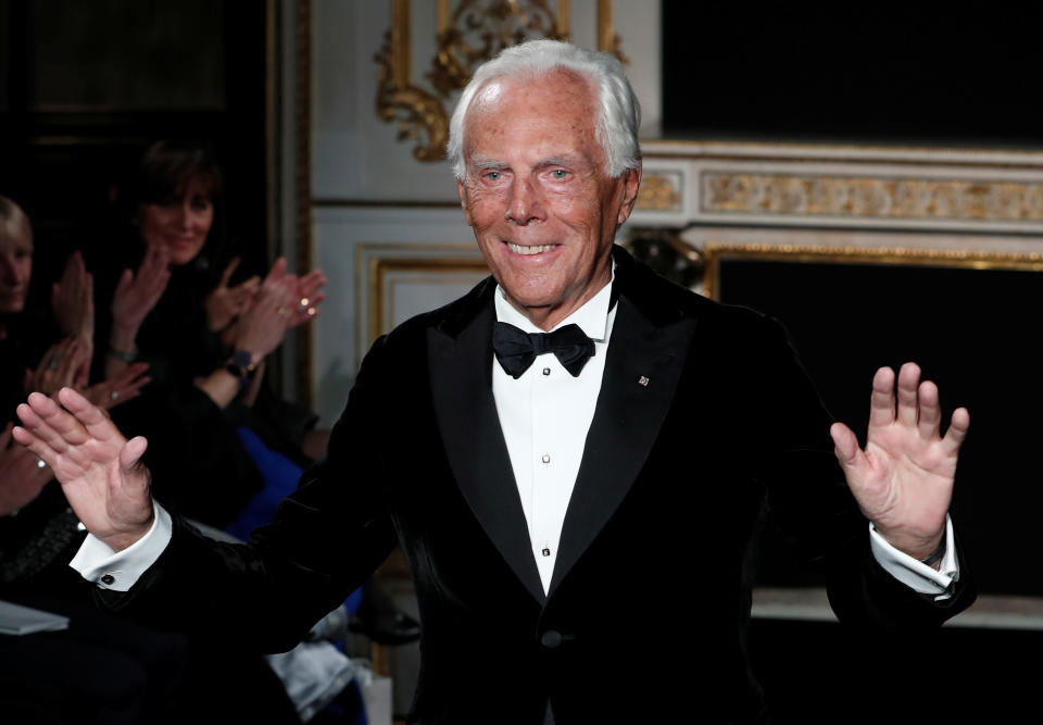 Sul gradino più basso del podio tra gli uomini più ricchi d'Italia c'è Giorgio Armani (sale di una posizione rispetto al quarto posto dell'anno scorso) con un patrimonio di 11.2 miliardi di dollari. (REUTERS/Benoit Tessier)