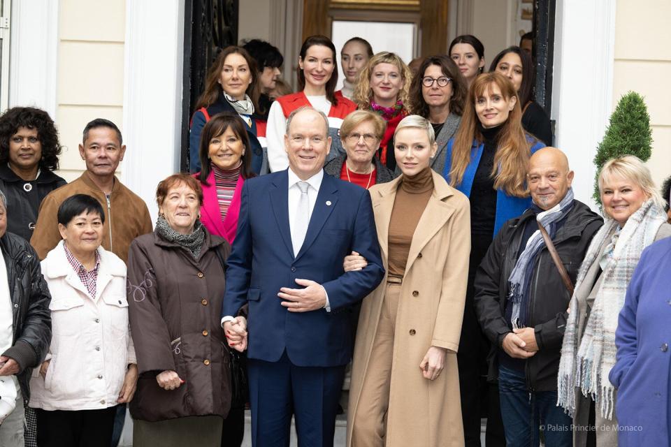 Prince Albert and Princess Charlene handed over the traditional Christmas packages to the beneficiaries of the Monaco Red Cross social action