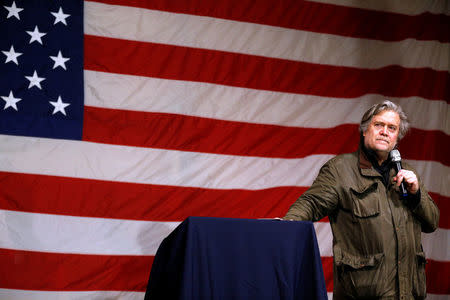 Former White House Chief Strategist Steve Bannon speaks during a campaign event for Republican candidate for U.S. Senate Judge Roy Moore in Fairhope, Alabama, U.S., December 5, 2017. REUTERS/Jonathan Bachman