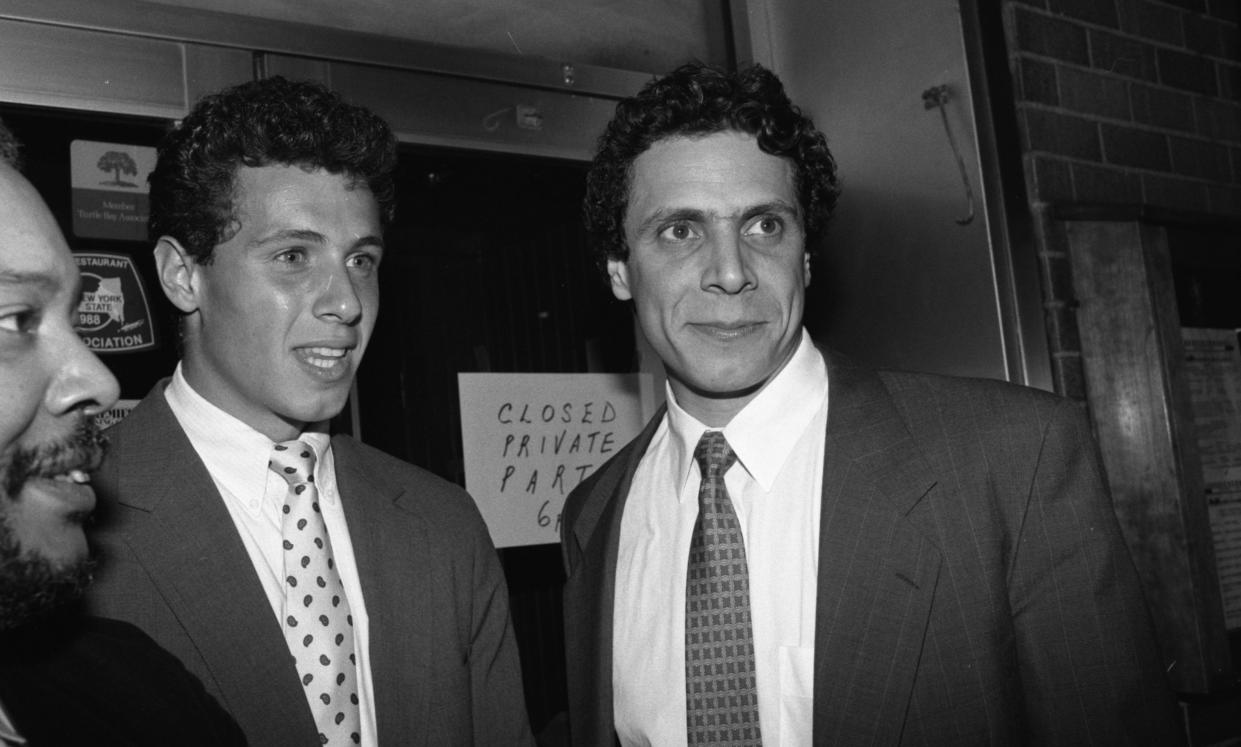 Chris Cuomo, left, and Andrew Cuomo at the bachelor party for Andrew on June 3, 1990. Andrew Cuomo married Kerry Kennedy on June 9, 1990.