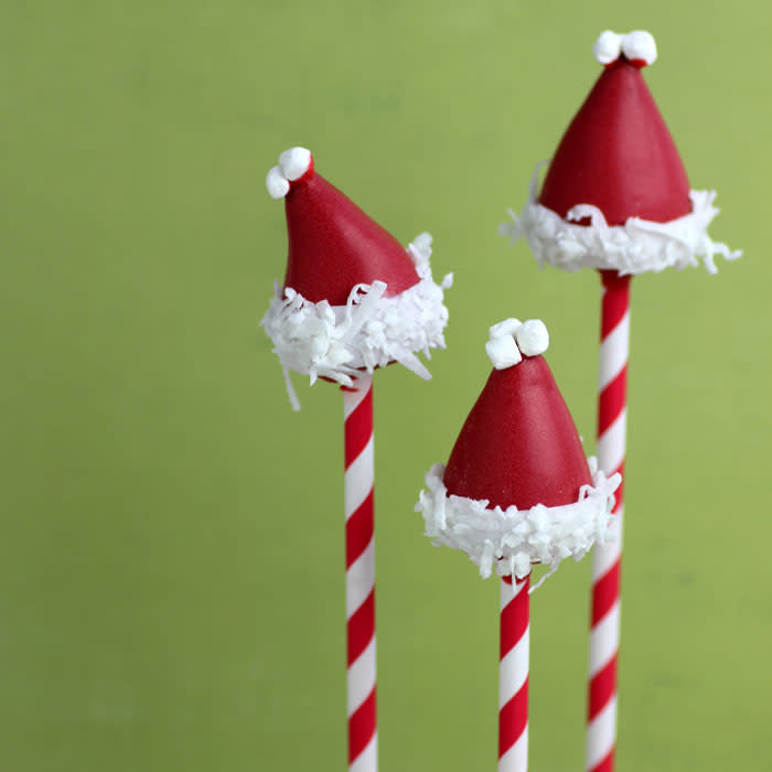 Santa Hat Cake Pops