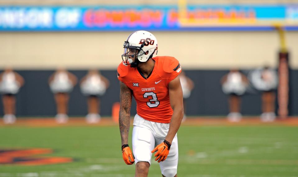 Oklahoma State wide receiver Marcell Ateman is pictured during an NCAA college football game between UTSA and Oklahoma St in Stillwater, Okla., Saturday, Sept. 19, 2015.(AP Photo/Brody Schmidt)