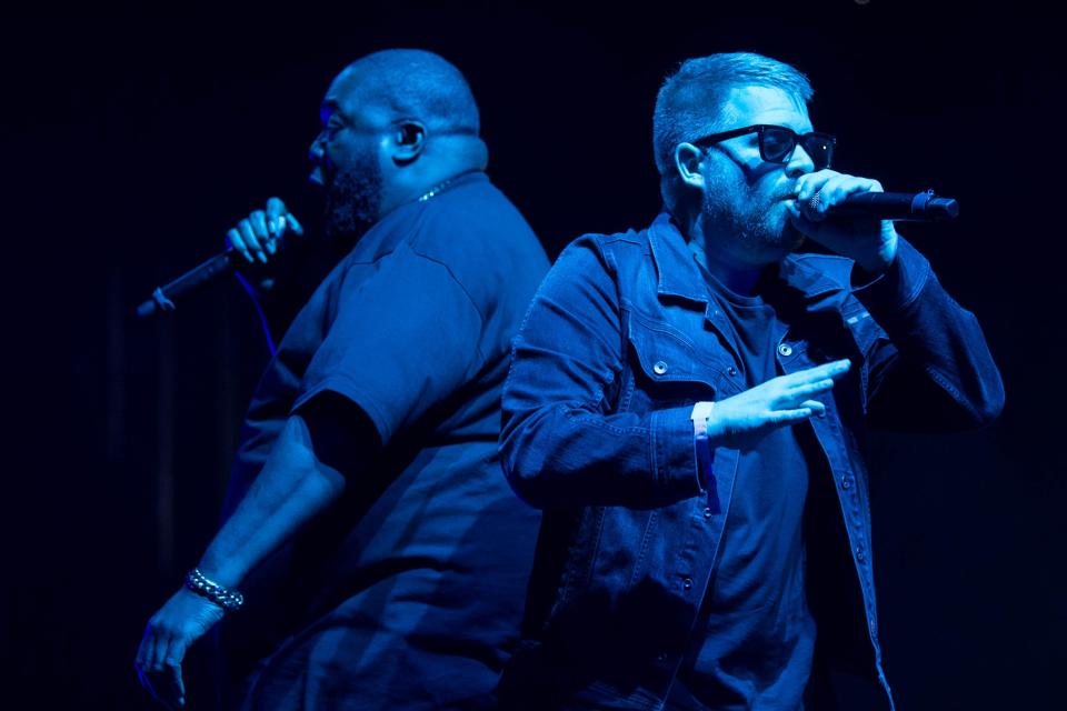 Killer Mike (L) and El-P of Run The Jewels perform onstage on day 3 of FYF Fest 2017 at Exposition Park on July 23, 2017 in Los Angeles.