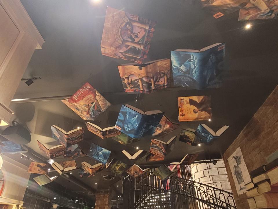 harry potter store tour flying books