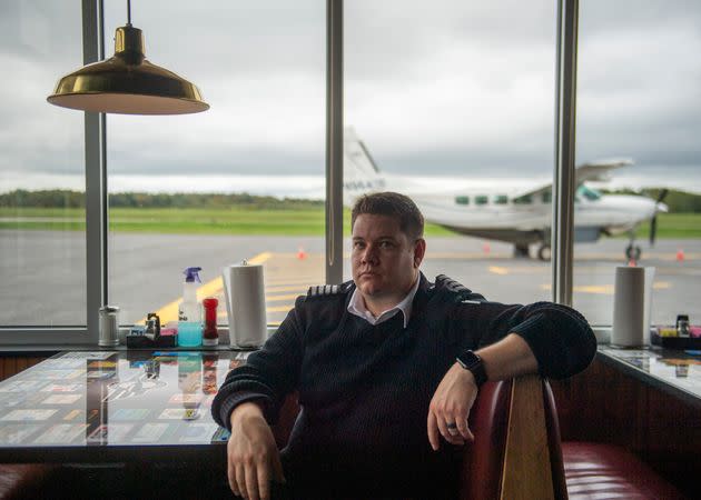 Pilot Nate Hilliard, shown here at the DuBois Regional Airport in Pennsylvania, recently resigned from Southern Airways Express. Although he has not been sued, the airline has filed lawsuits against dozens of other pilots who left.