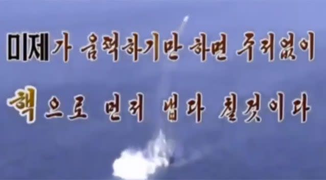 North Korea releases nuclear strike propaganda video. Source: 7 News.