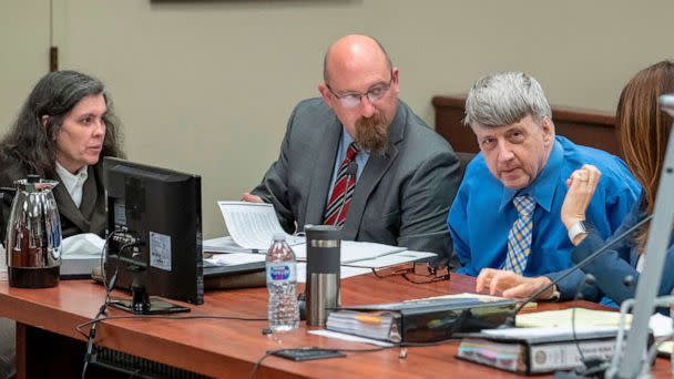 PHOTO: Louise and David Turpin sit with their attorney John Moore during a preliminary hearing, June 20, 2018, in Riverside, Calif. (Irfan Khan/AFP via Getty Images)