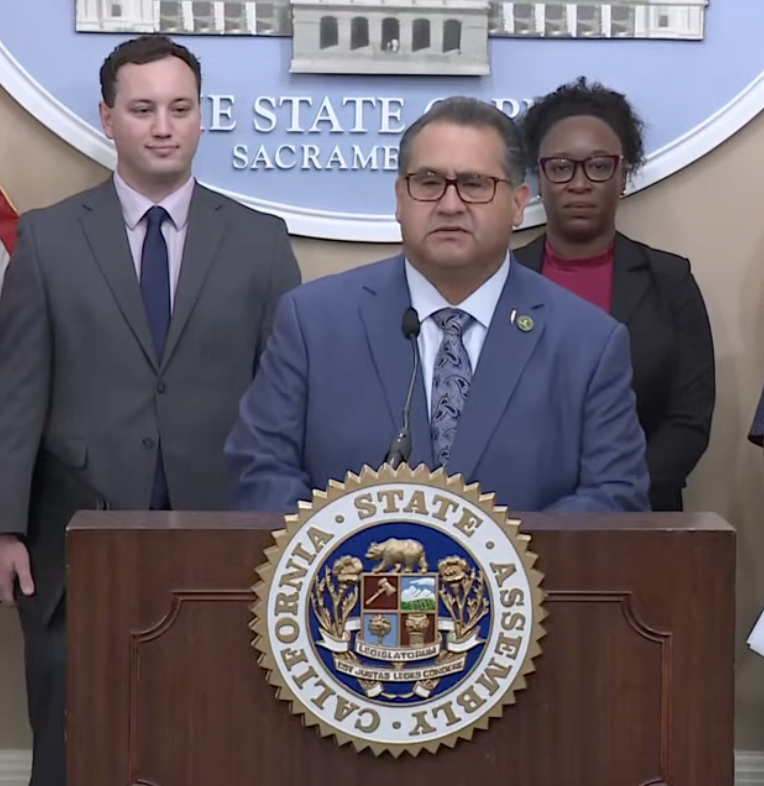 California Assemblyman James C. Ramos at the State Capitol on Wednesday. (Photo/Press conference screen shot)