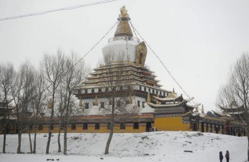 A Buddist monastery in Aba county, Sichuan province. Six Tibetans have set themselves on fire in China in the last two days in an escalating wave of protests as the country's leaders gather for a once-a-decade power transition, exile leaders said