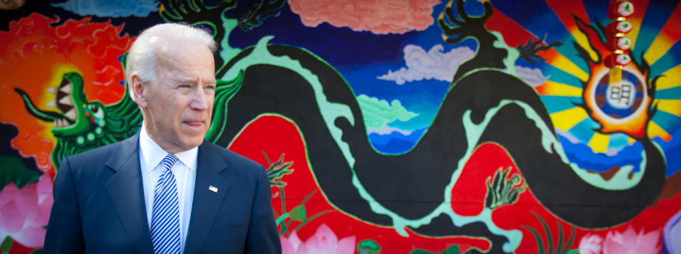 U.S. Vice President Joe Biden takes a question from reporters at the International Studies Learning Center in South Gate, CA. (Photo by Tim Rue/Corbis via Getty Images)