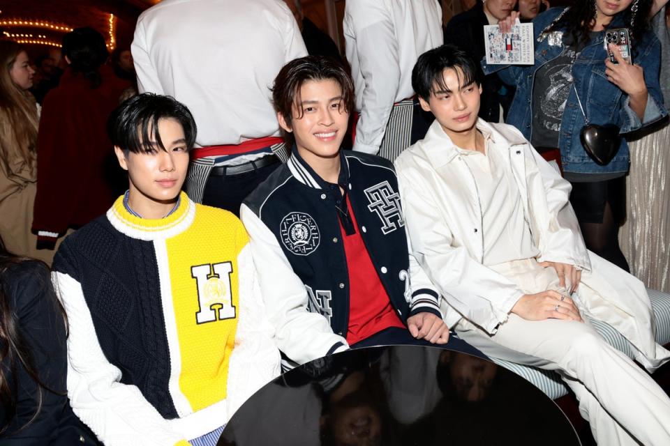 Phuwin Tangsakyuen, Naravit Lertratkosum and Metawin Opas-iamkajorn at Tommy Hilfiger (Getty Images)