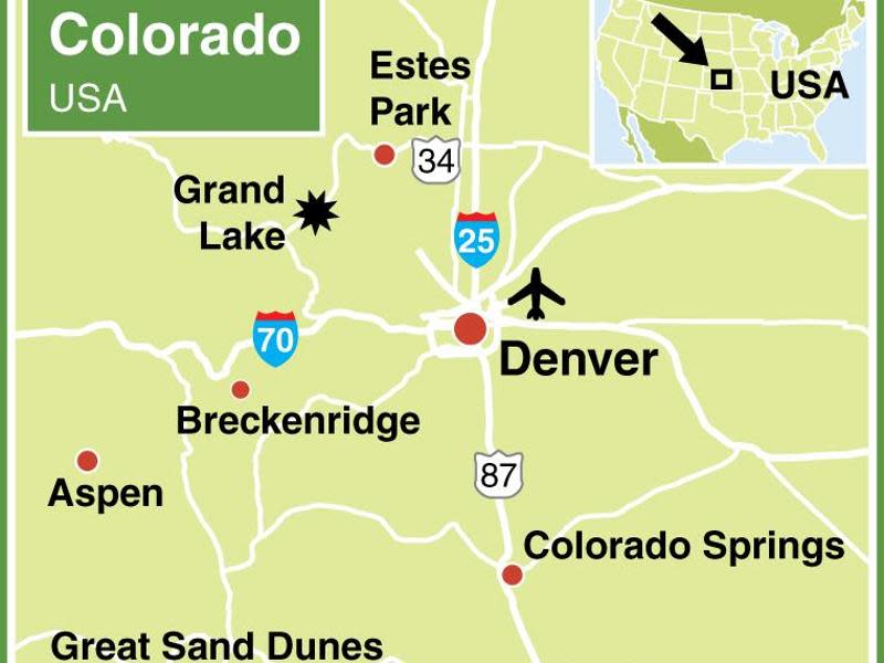 Etwa anderthalb Autostunden nordwestlich von Denver befindet sich Estes Park. Dort lebte Enos Mills, der Vater des Rocky Mountain National Parks. Foto: dpa-infografik