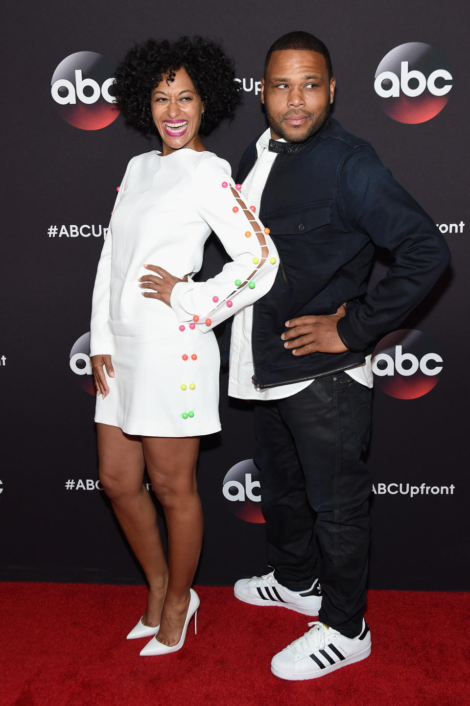 NEW YORK, NY - MAY 12:  Actress Tracee Ellis Ross (L) and Anthony Anderson attend the 2015 ABC Upfront at Avery Fisher Hall, Lincoln Center on May 12, 2015 in New York City.  (Photo by Jamie McCarthy/Getty Images)