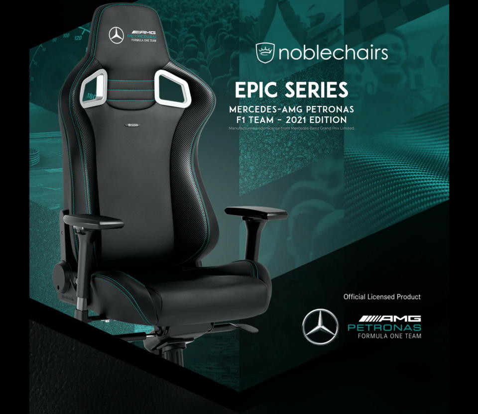 圖／ noblechairs與賓士AMG F1聯名推電競賽車椅 。