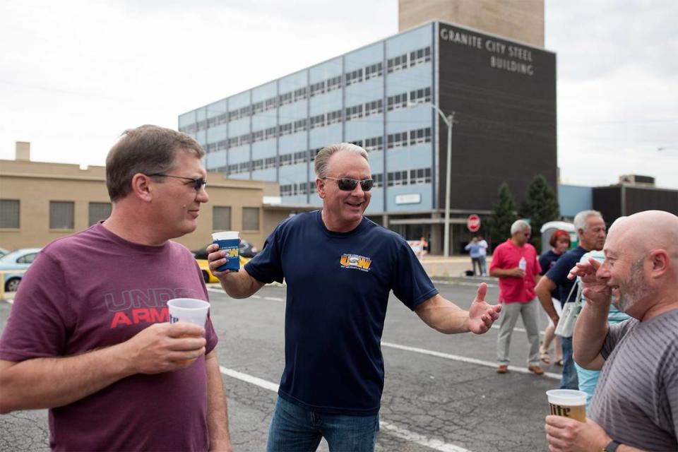 Dan Simmons, president of United Steelworkers Local 1899, at a “fire up” party in June 2018 to celebrate 500 employees going back to work.