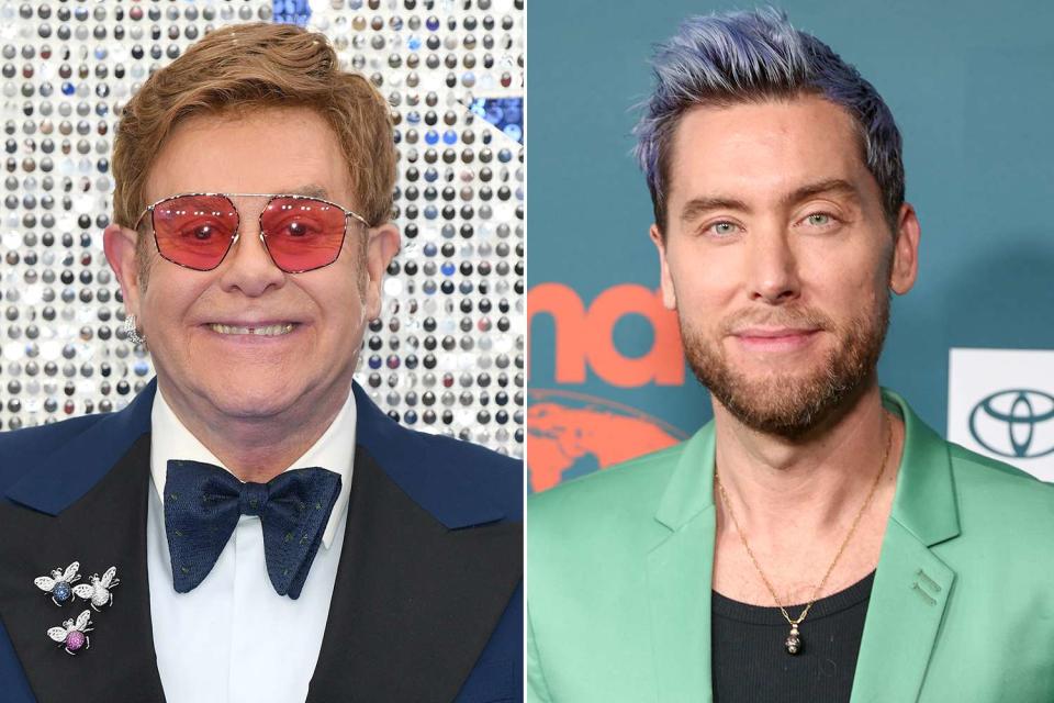 <p>Karwai Tang/WireImage; Christopher Polk/Variety via Getty</p> Elton John in May 2019 in London; Lance Bass in January 2024 in Los Angeles