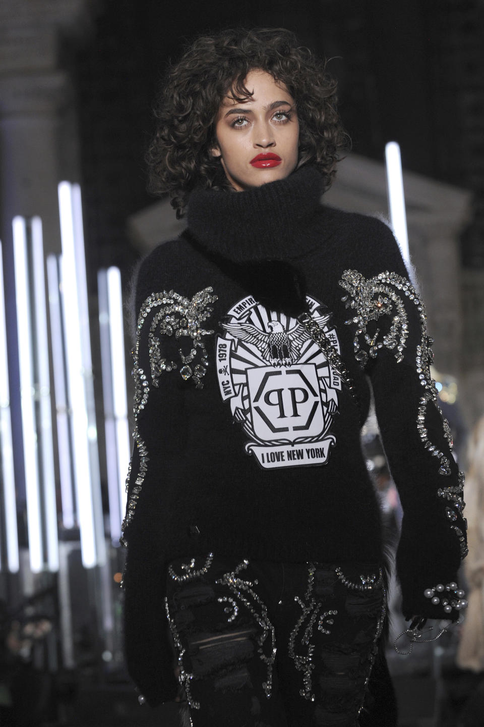 The Philipp Plein fashion collection is modeled during Fashion Week in New York, Monday, Feb. 13, 2017. (AP Photo/Diane Bondareff)