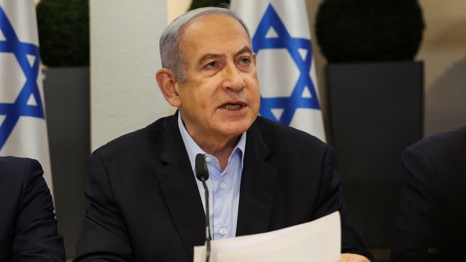 Israeli Prime Minister Benjamin Netanyahu speaks during the weekly cabinet meeting in Tel Aviv, Israel, in January. - Ronen Zvulun/Reuters