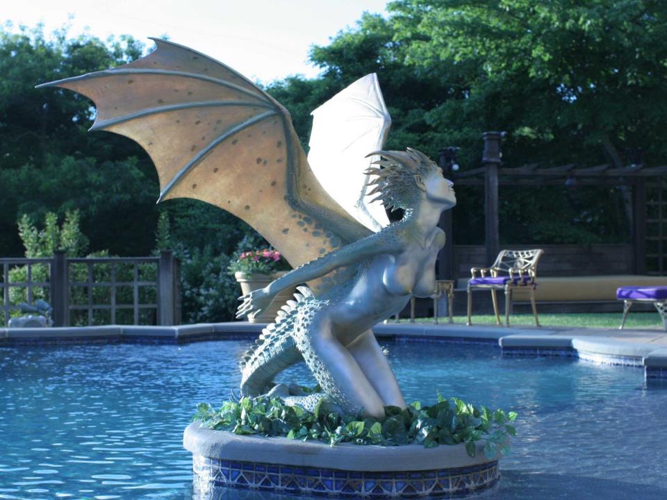 A dragon sculpture modeled after Wilzig's former girlfriend