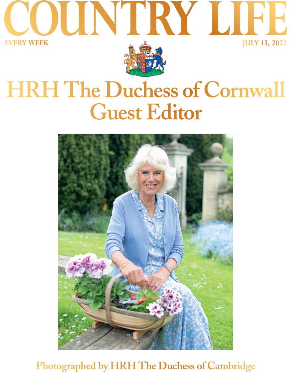 Country Life cover for July 13, 2022. HRH the Duchess of Cornwall photographed at Raymill in Wiltshire by HRH the Duchess of Cambridge. - Credit: IMAGE CREDIT: HRH THE DUCHESS OF CAMBRIDGE