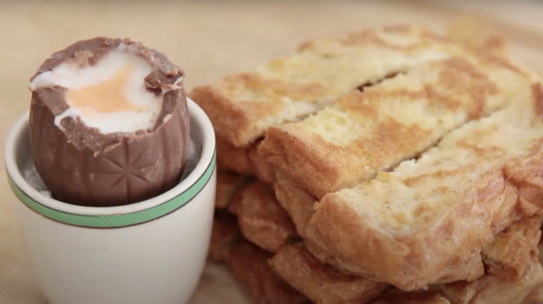 Cadbury Creme Egg with toast soldiers
