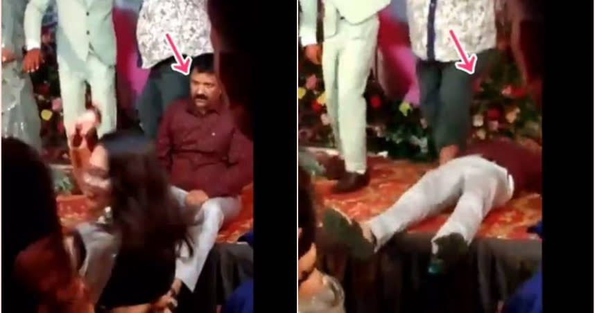 印度一名男子參加姪女婚禮，結果熱舞到一半坐地昏倒離世。（圖／翻攝自推特）