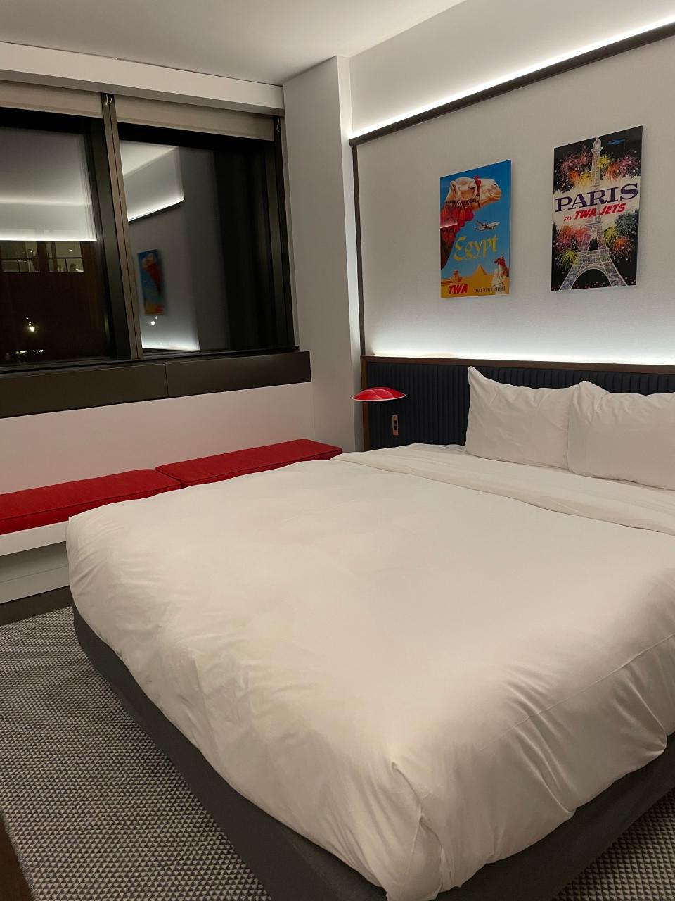 A king room at TWA hotel