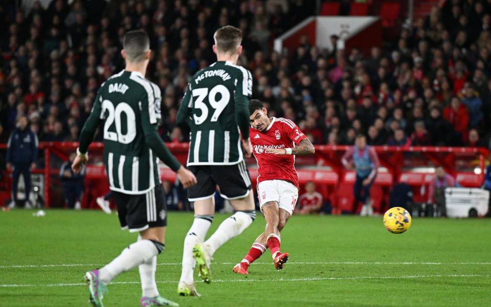 Morgan Gibbs-White of Nottingham Forest scores their side's second goal