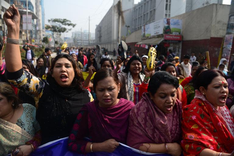 Bangladesh supporters of the ruling Awami League march during a procession in Dhaka, on December 30, 2013