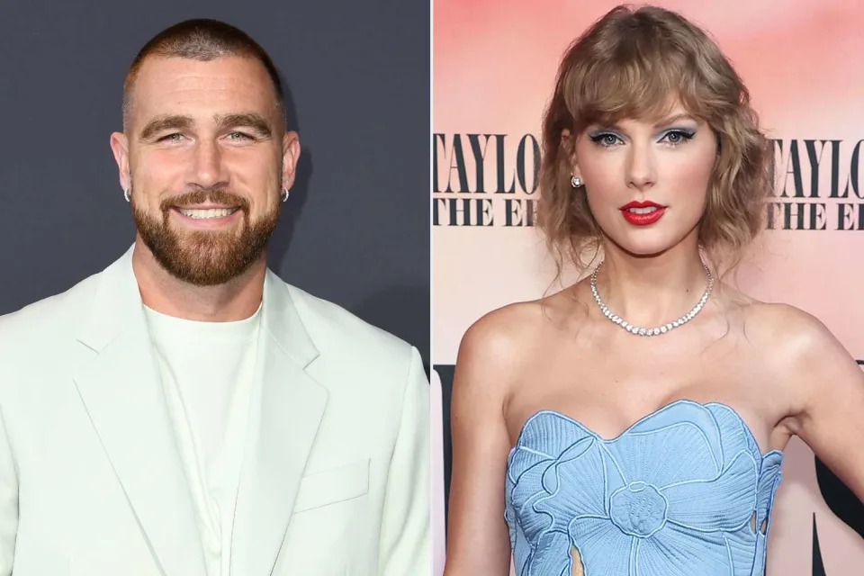 <p>JC Olivera/Getty Images; John Salangsang/Shutterstock</p> Travis Kelce and Taylor Swift