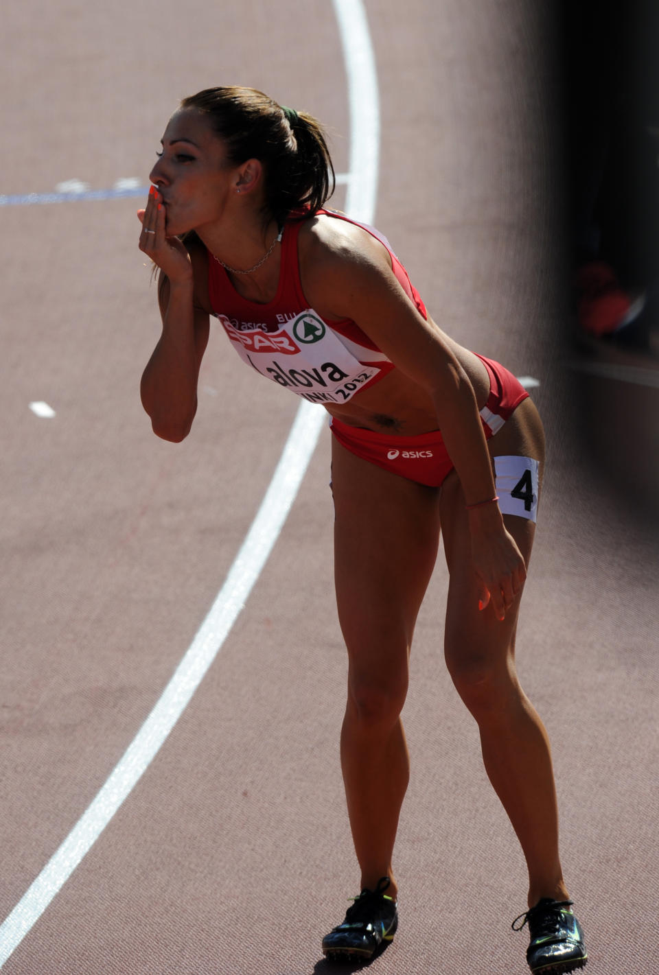 Bulgaria's Ivet Lalova celebrates after