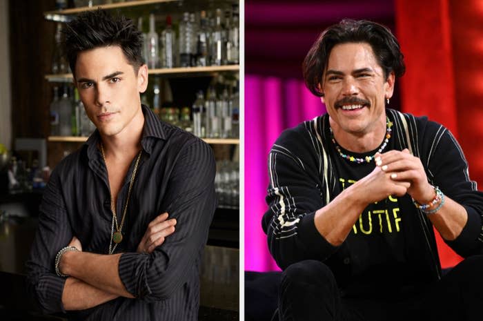 Left: Tom Sandoval in Season 1 of Vanderpump Rules in 2012. Right: Tom Sandoval in New York City in 2022.