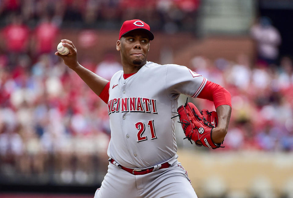 Cincinnati Reds starting pitcher Hunter Greene (21) is making a fantasy impact