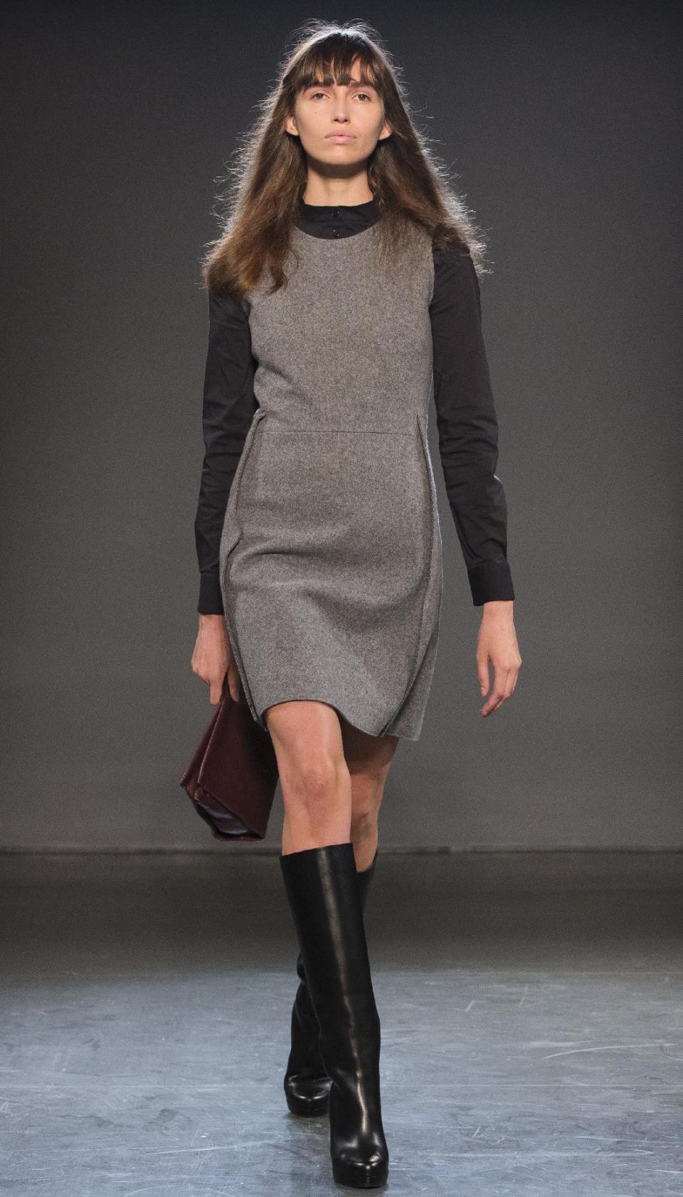 The Victoria, Victoria Beckham Fall 2013 collection is modeled during Fashion Week in New York, Tuesday, Feb. 12, 2013. (AP Photo/John Minchillo)