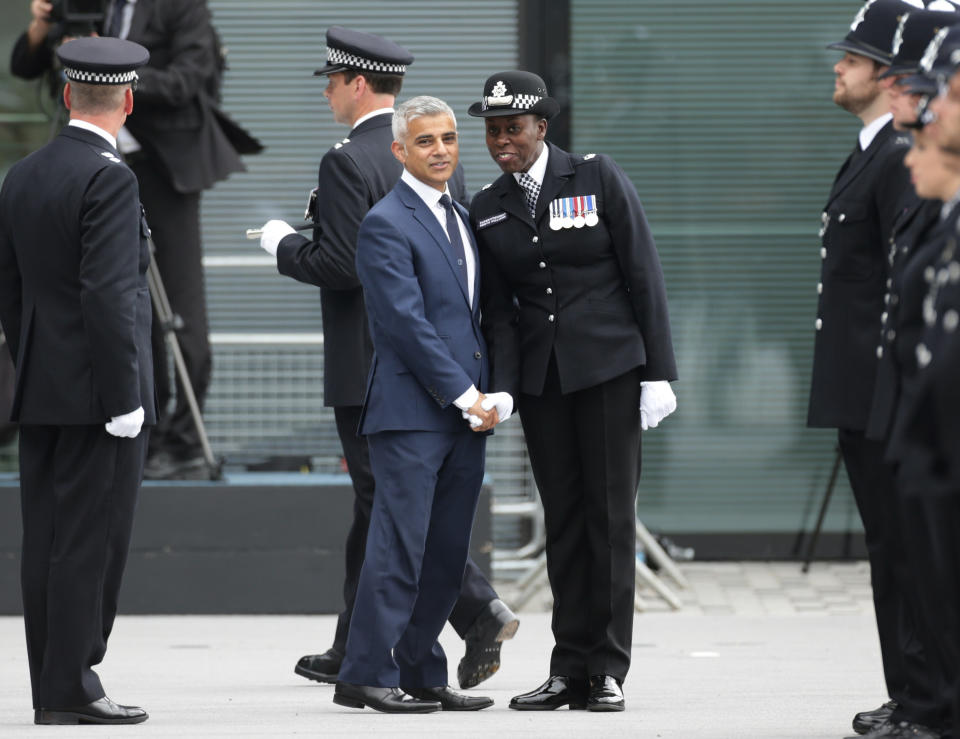 Novlett Robyn Williams pictured with Mayor of London Sadiq Khan in 2016. (Getty)