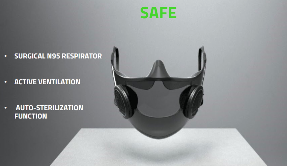 Razer Zephyr mask - surgical N95 respirator - active ventilation - auto-sterilization function