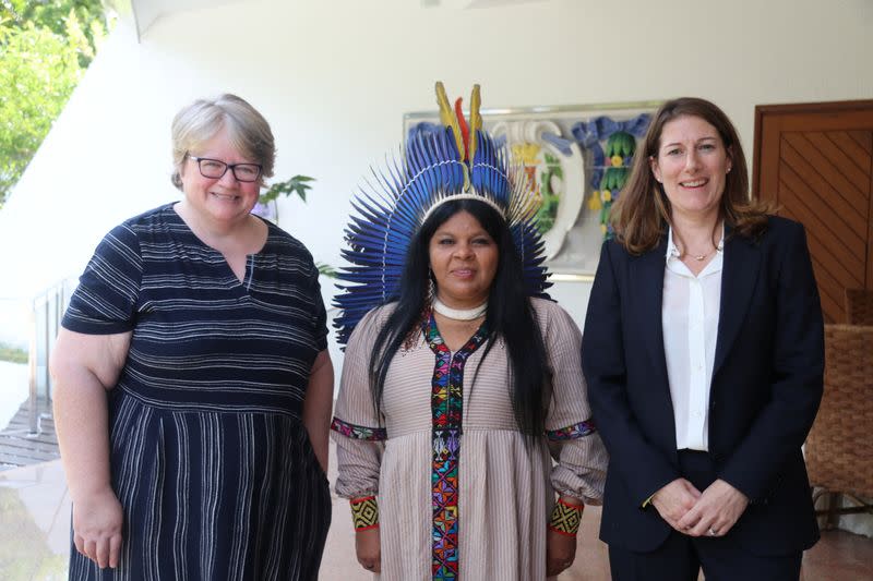 British Secretary for the Environment, Food and Rural Affairs Therese Coffey meets Brazil's Indigenous Peoples Minister Sonia Guajajara in Brasilia