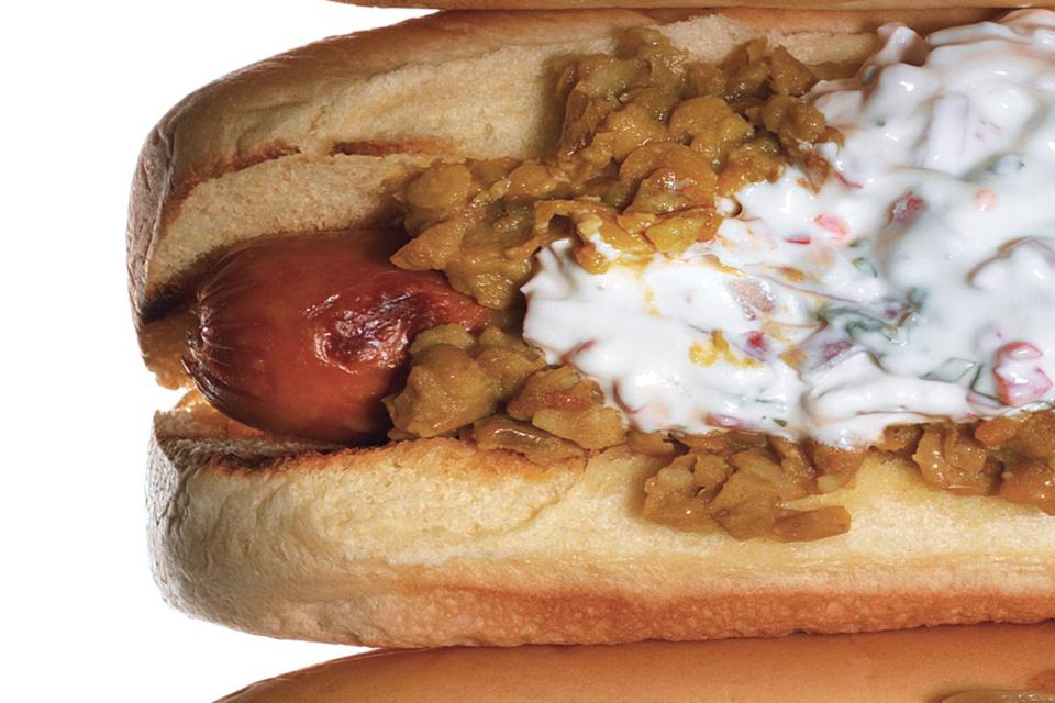 Hot Dogs with Dal and Red-Onion Raita